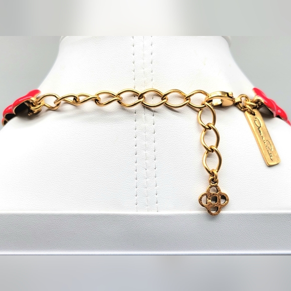 Oscar de la Renta COUTURE red enamel + Swarovski Crystal flower statement piece - Picture 12 of 14